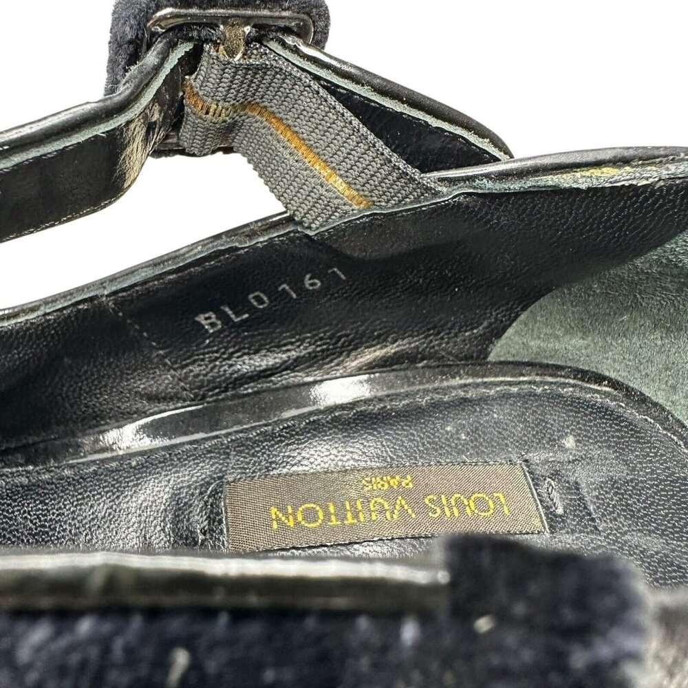 LOUIS VUITTON Wedge Pumps Heel Beaded Velvet Black Size EU 36/US 5.5 Cross Strap - Picture 11 of 17